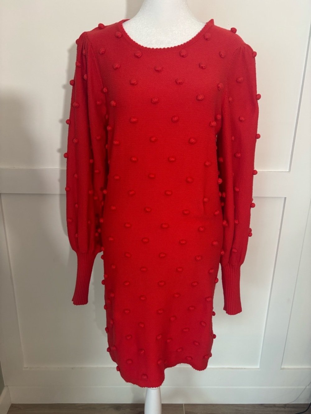Lilly Pulitzer Red Pom-Pom Knit Long Sleeve Dress size medium